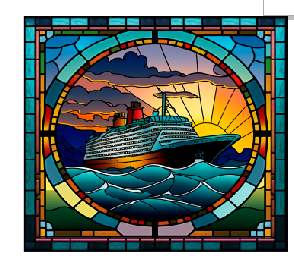Cruise Ship Stained Glass Full Color Skinny Tumbler Wrap